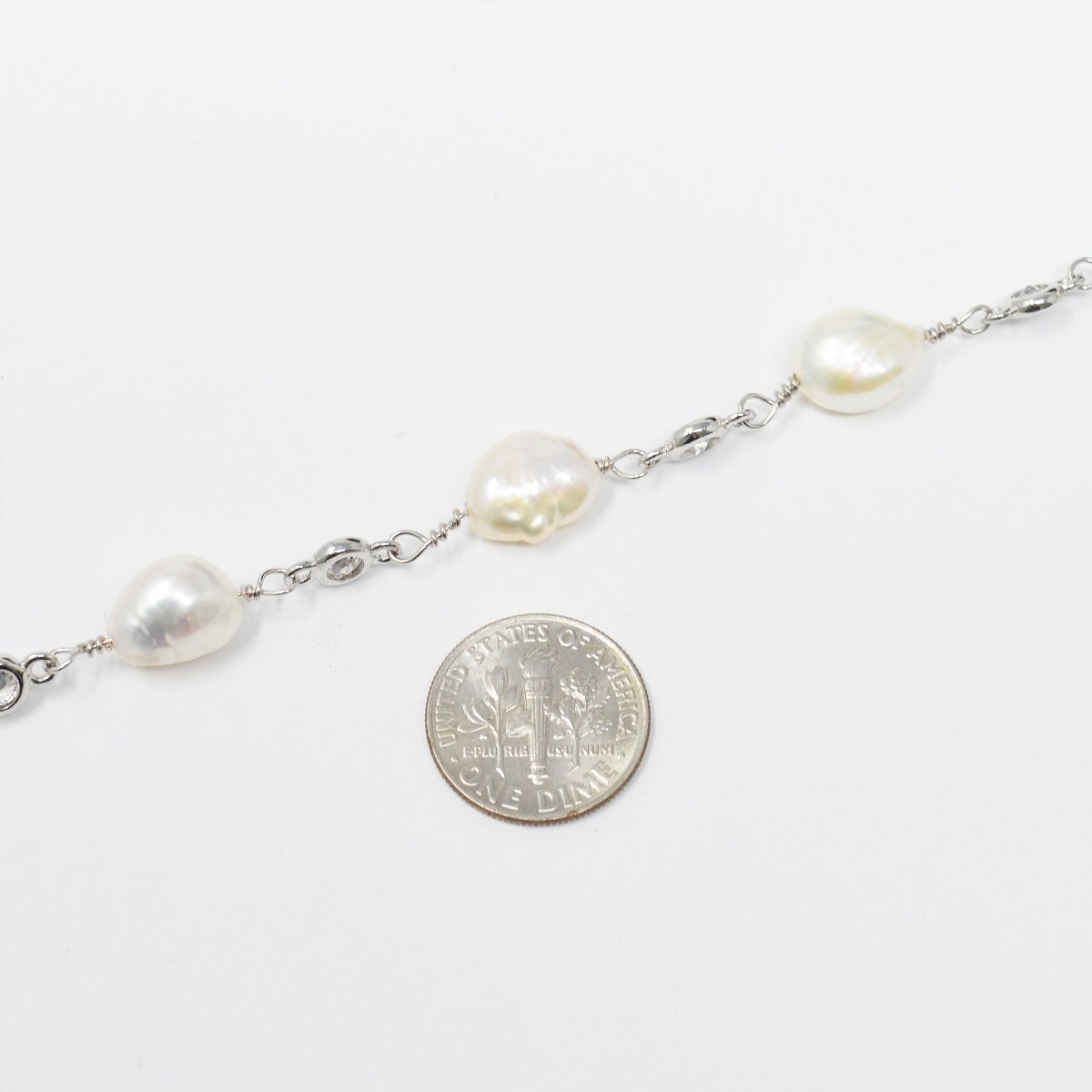 24K Gold Filled Rosary Chain by Yard with Baroque Mother Pearl Bezel Cut CZ Link Chain For Jewelry Making | ROLL-431 ROLL-433 Clearance Pricing