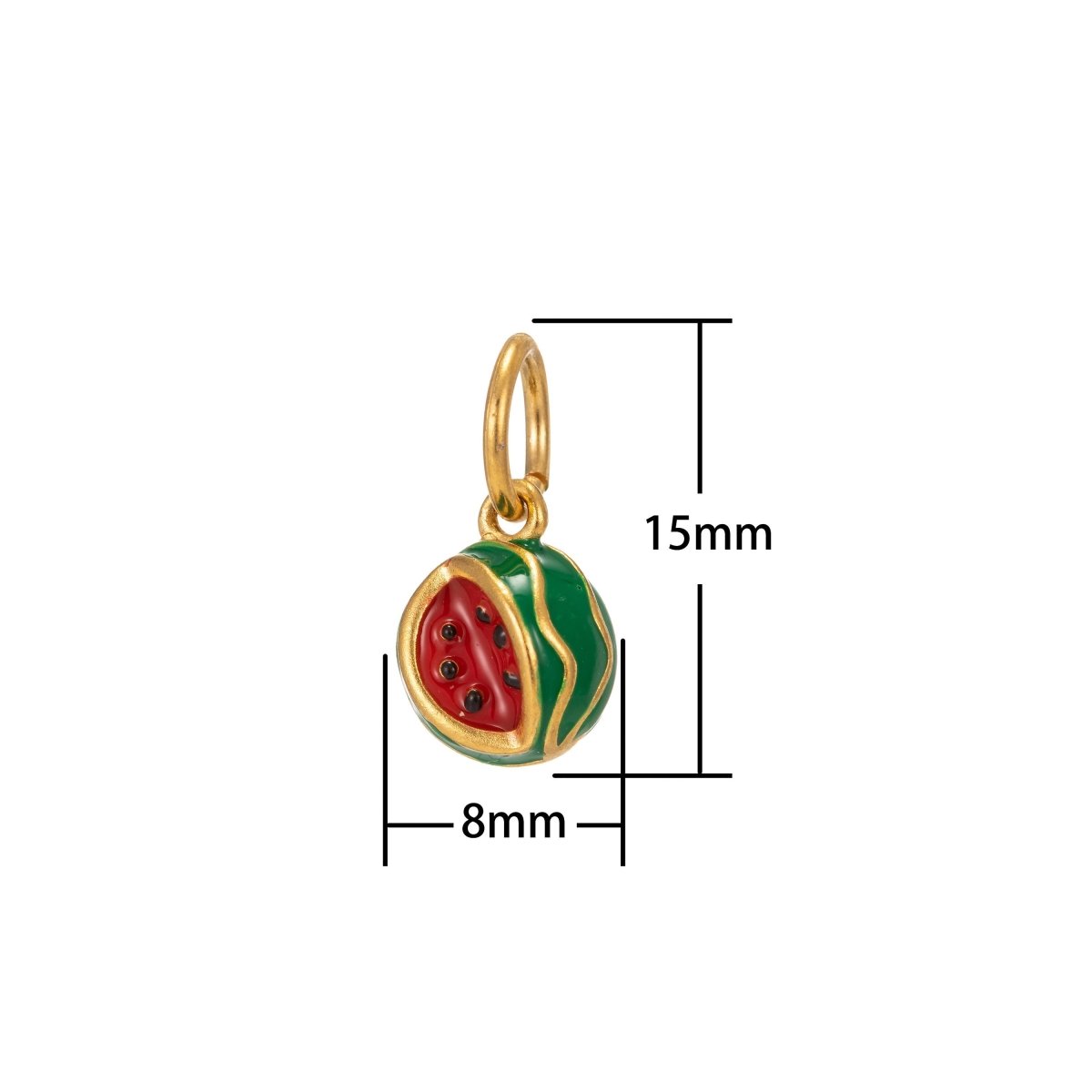 24k Gold Filled Watermelon Charm Red Watermelon Bracelet Necklace Earring Anklet Charm C-703