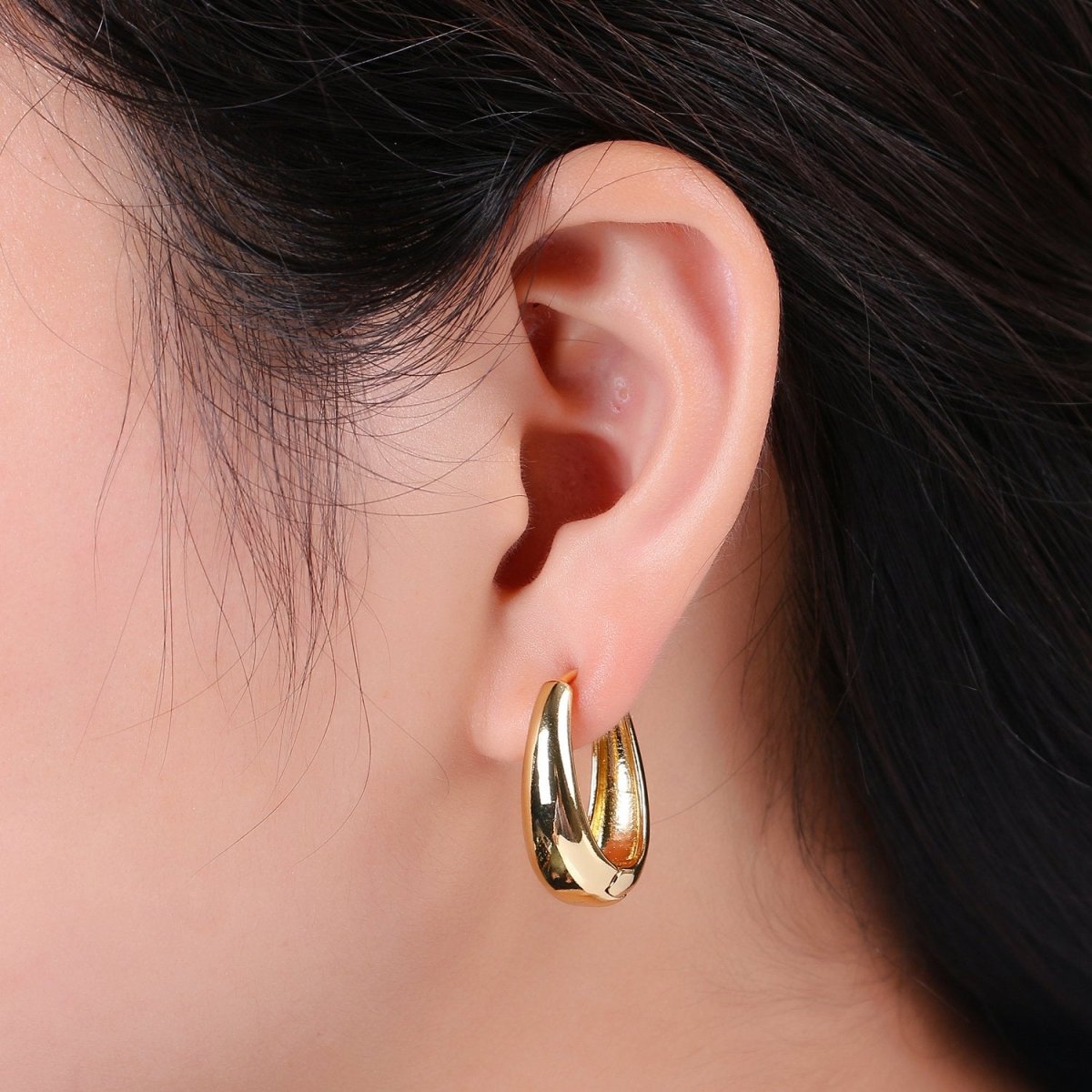 24k Vermeil Gold Earrings, Hoop Earring, Medium Earrings, Simple Gold Plated Jewelry, Everyday Wear Earrings, Fashion Jewelry P-154