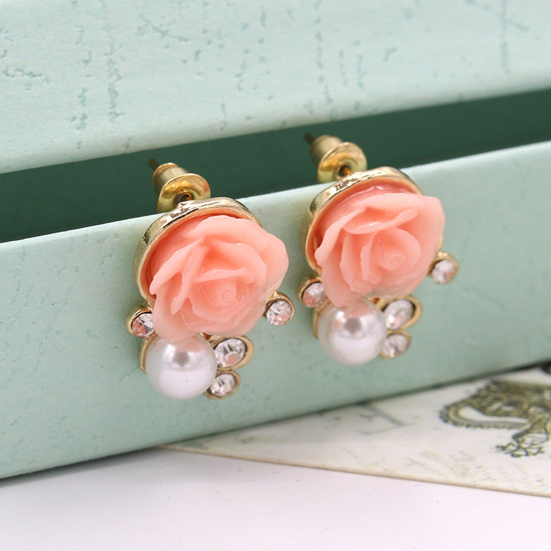 Korean Style Cute Pearl Flower Fashion Earrings