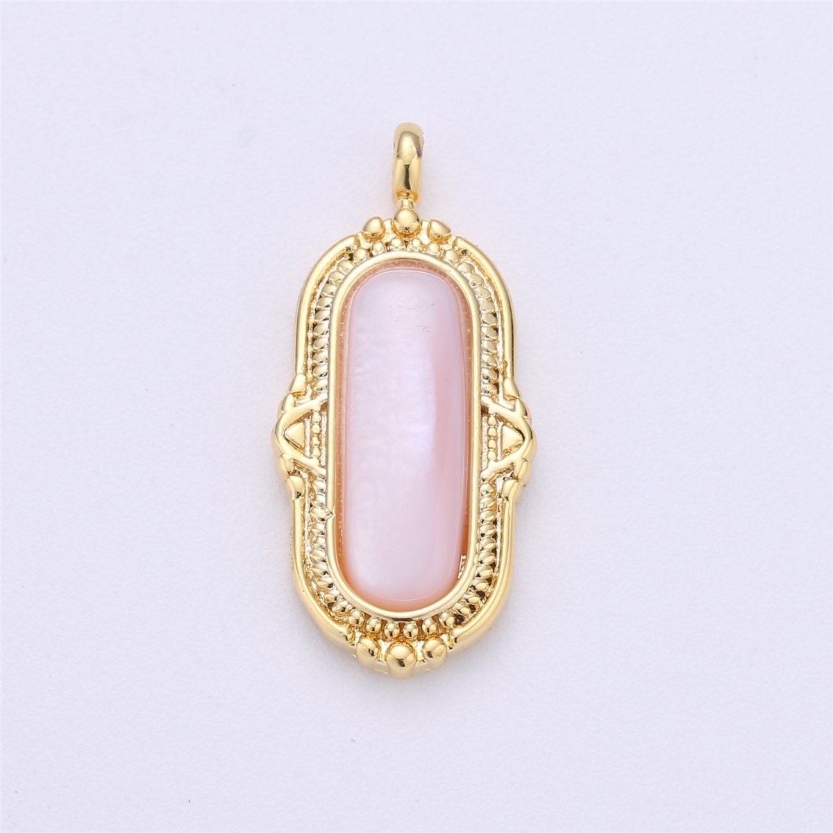 25x12mm Oval Charm, mother of pearl in 24k Gold Filled for Necklace Earring Component Pink White Black Pearl Charm, D-805, D-806