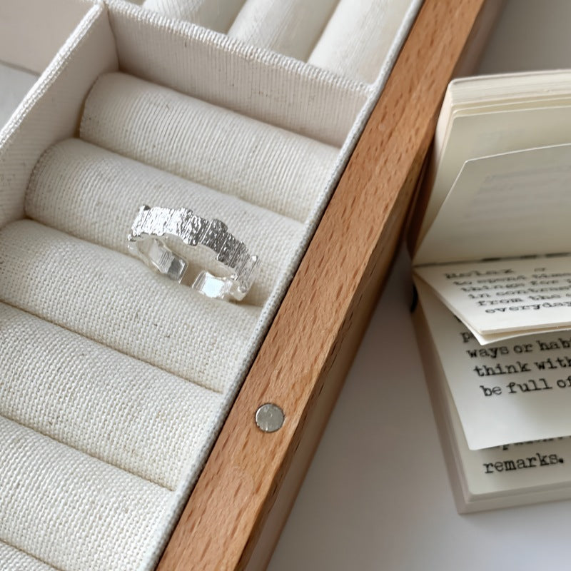 Minimalist Silver-Plated Plain Band Ring For Women, Anti-Fade Adjustable Open Ring, Korean Style Niche High-End Design