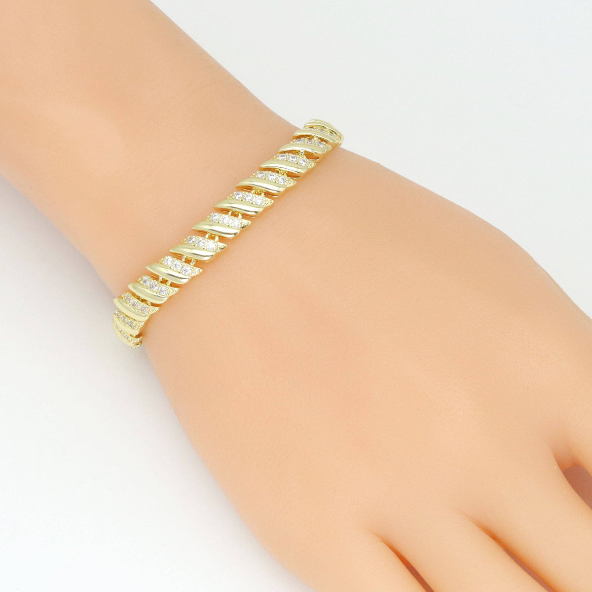 Clear CZ Spiral Line Adjustable Bracelet, Sku#LD668