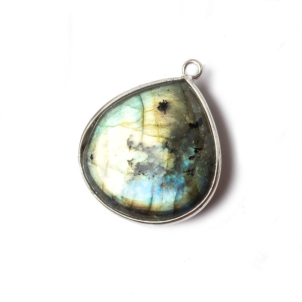 16mm Sterling Silver Bezel Labradorite plain heart Pendant 1 focal bead