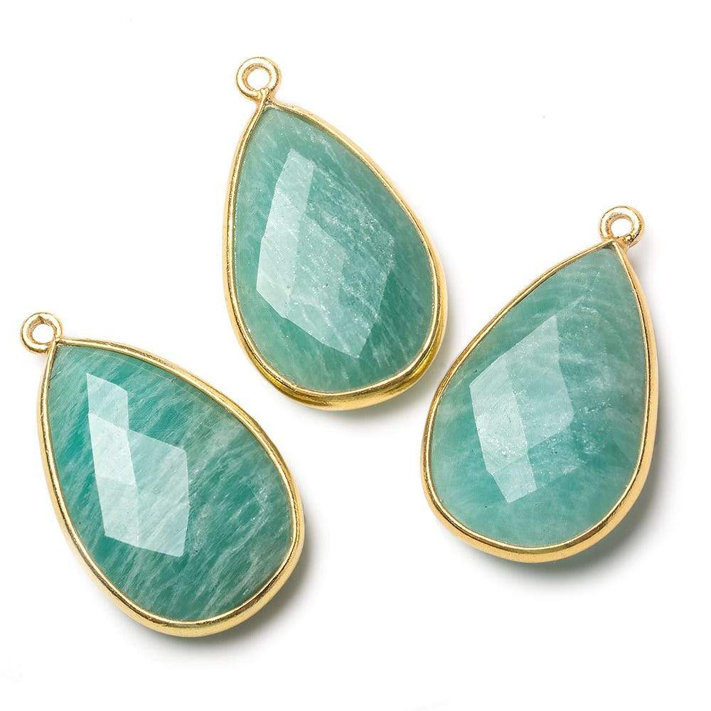 26x17mm Vermeil Bezel Amazonite faceted pear Pendant 1 piece