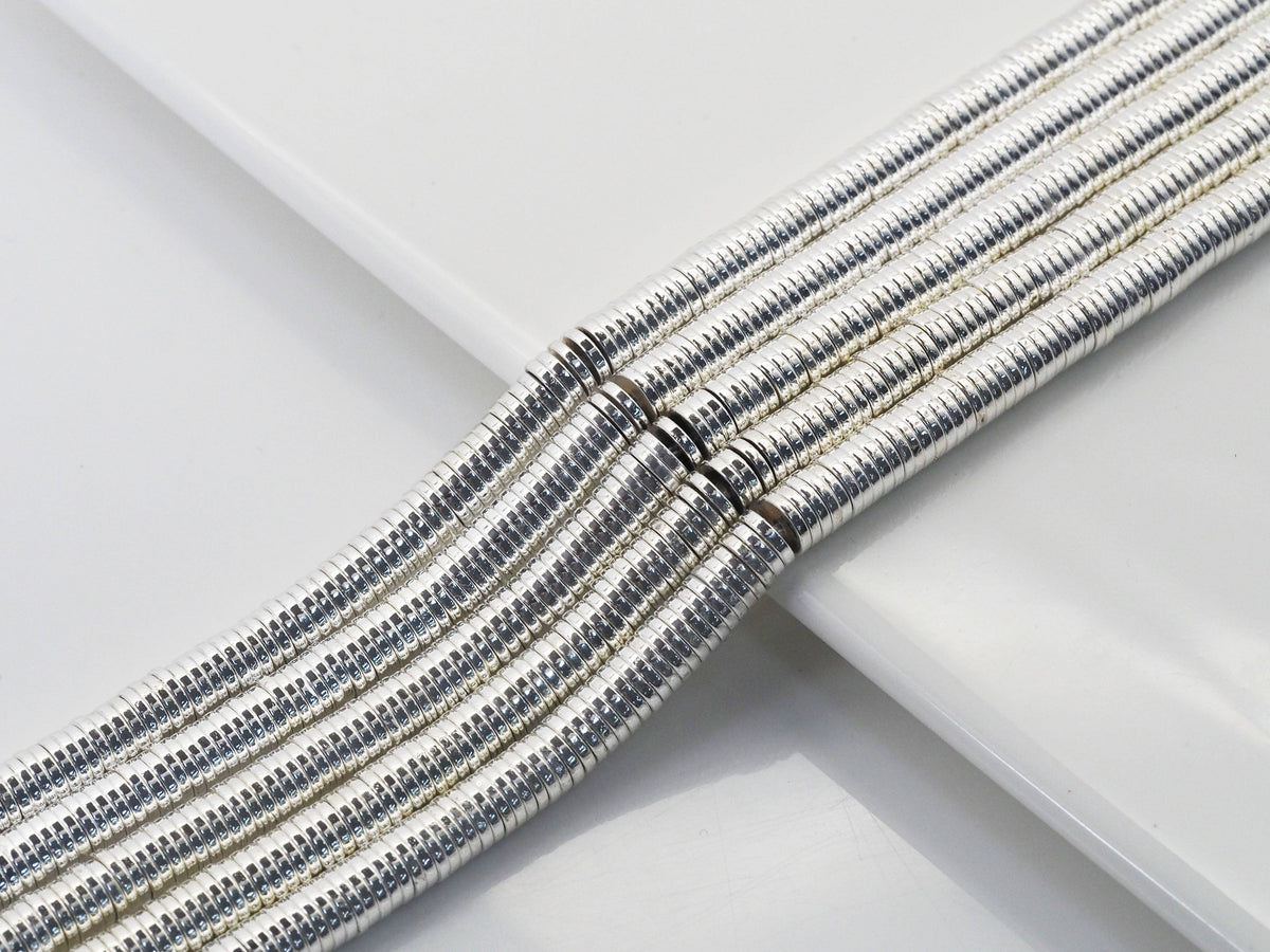 Bright Silver Hematite Heishi Beads, 3mm/4mm/6mm, sku#S151