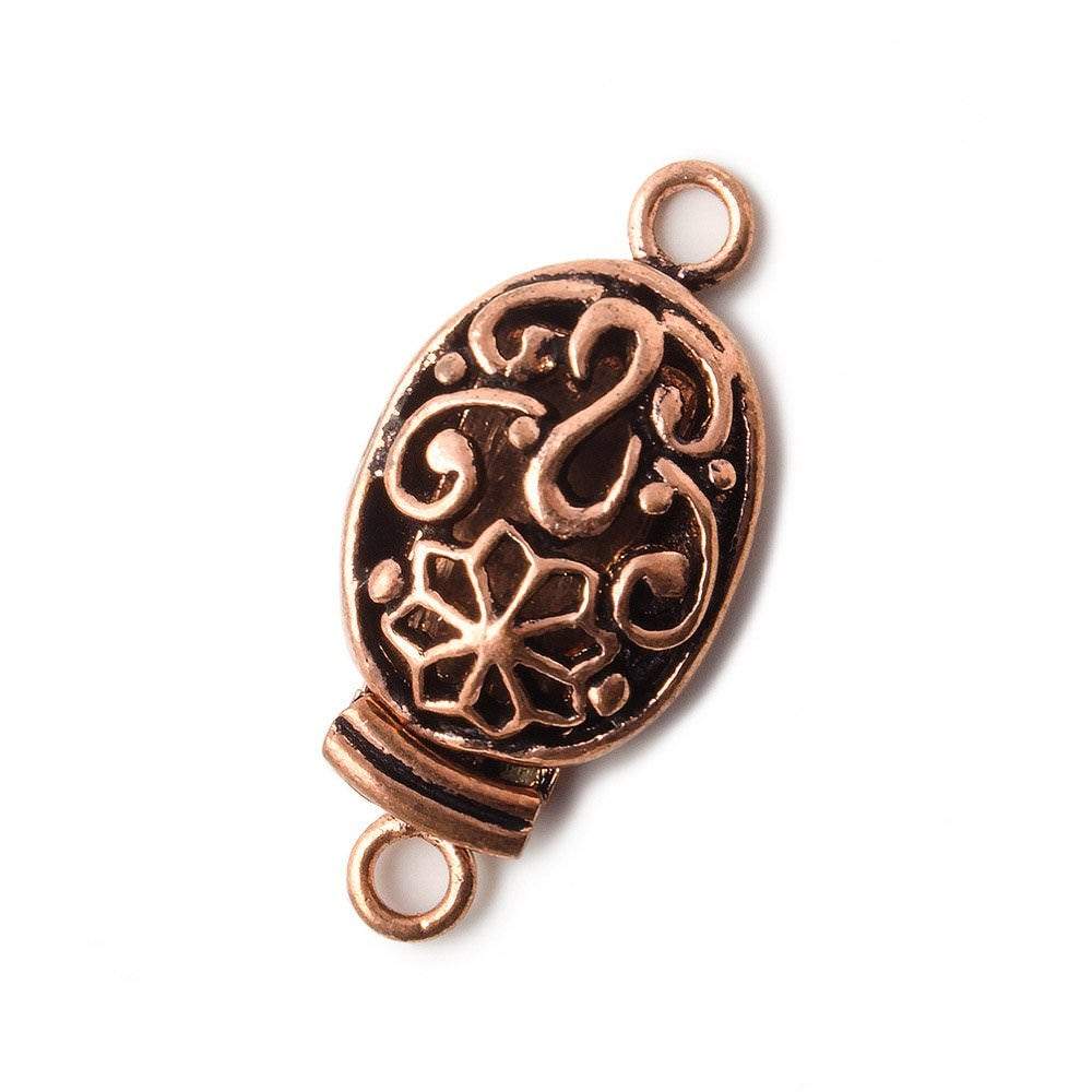 27x13x6mm Copper Box Clasp Floral Scroll Stem Set of 2