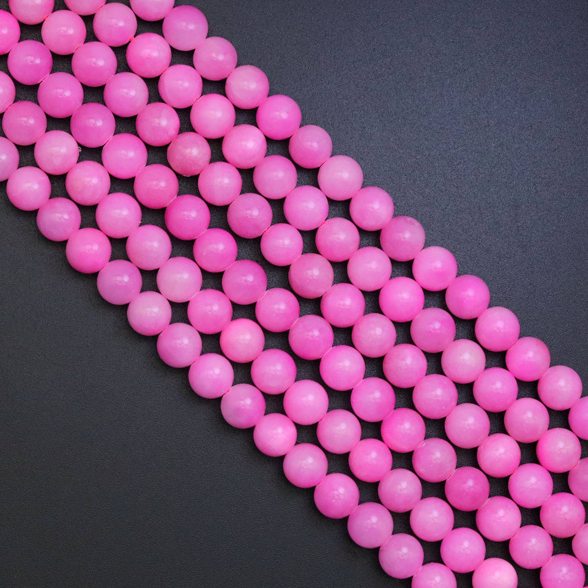 Pink Jade Round Smooth Beads, Sku#U1854