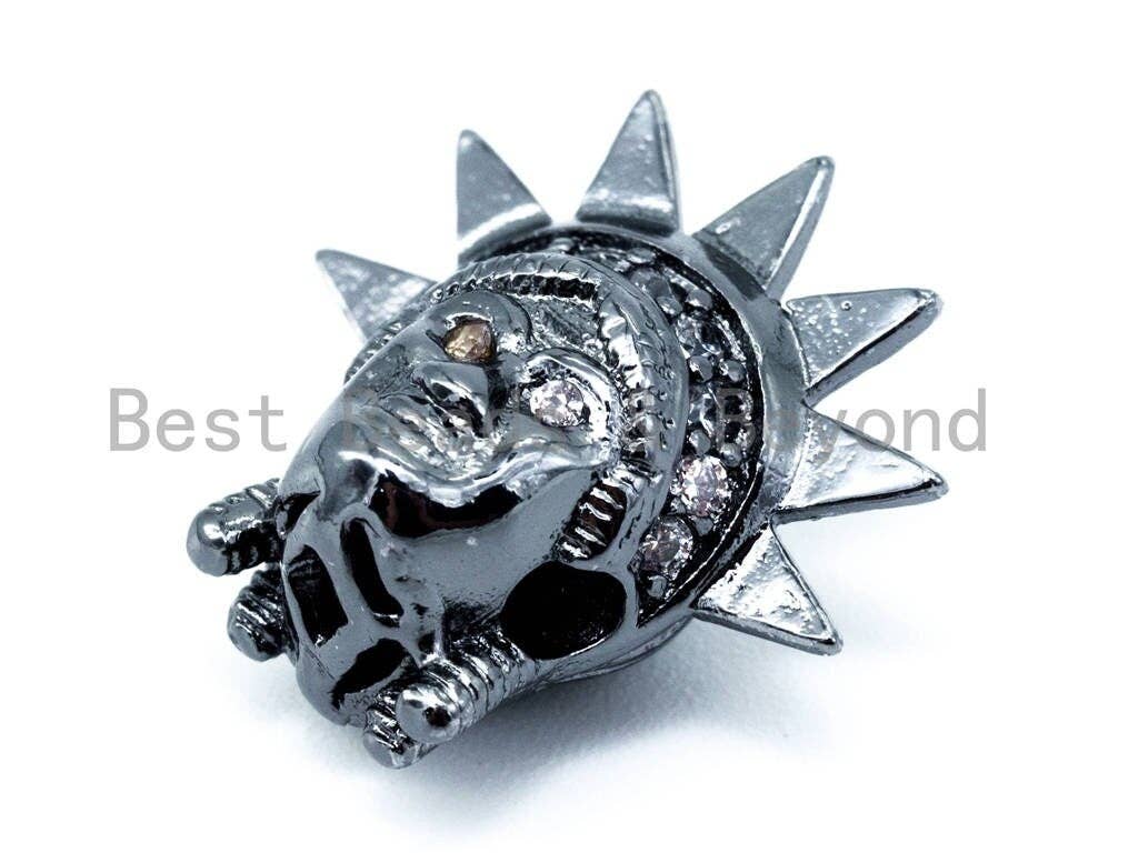 CZ Micro Pave Statue of Liberty Head Spacer Beads, NYC CZ Pave Spacer Beads, 15x8mm, sku#G260