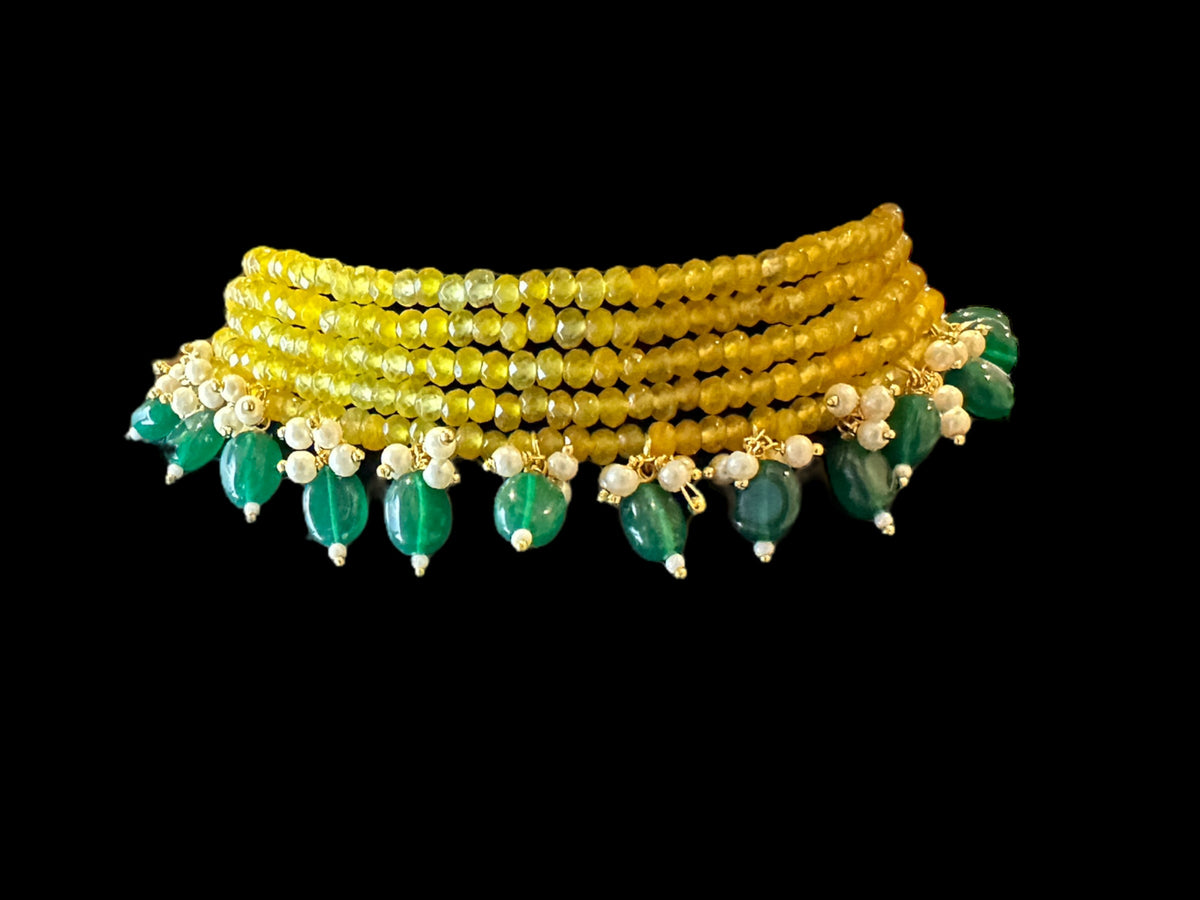 C323 beads choker yellow with green beads ( READY TO SHIP )