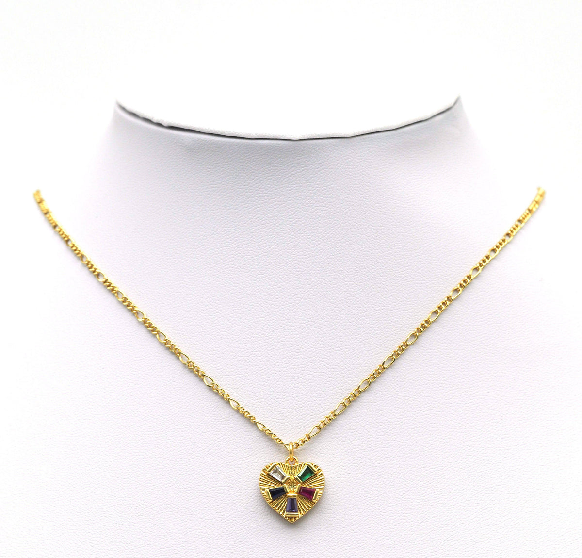 Large Trapezoid Colorful CZ Heart Charm, Sku#F1491