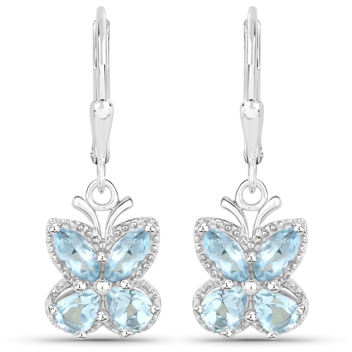 2.60 Carat Genuine Blue Topaz .925 Sterling Silver Earrings