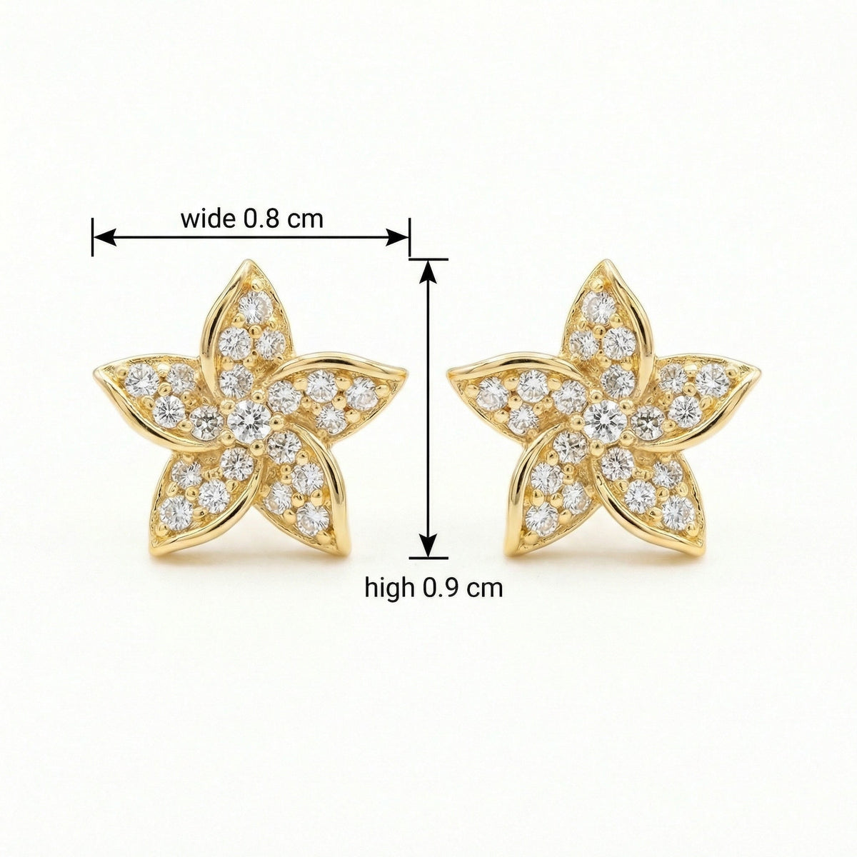 925 Sterling Silver Sparkling Floral Diamond Stud Earrings with Polished Finish