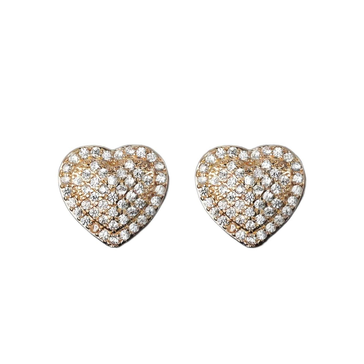 Dainty Iced Out CZ Heart Stud Earrings, Micro-Pavé Love Studs for Women Gifts | Cubic Zirconia