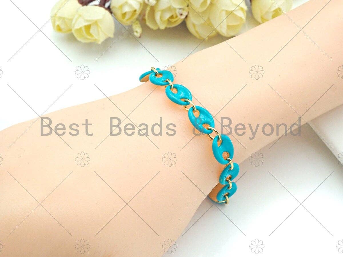 Colorful Enamel Hand Made Mariner Chain Bracelet
