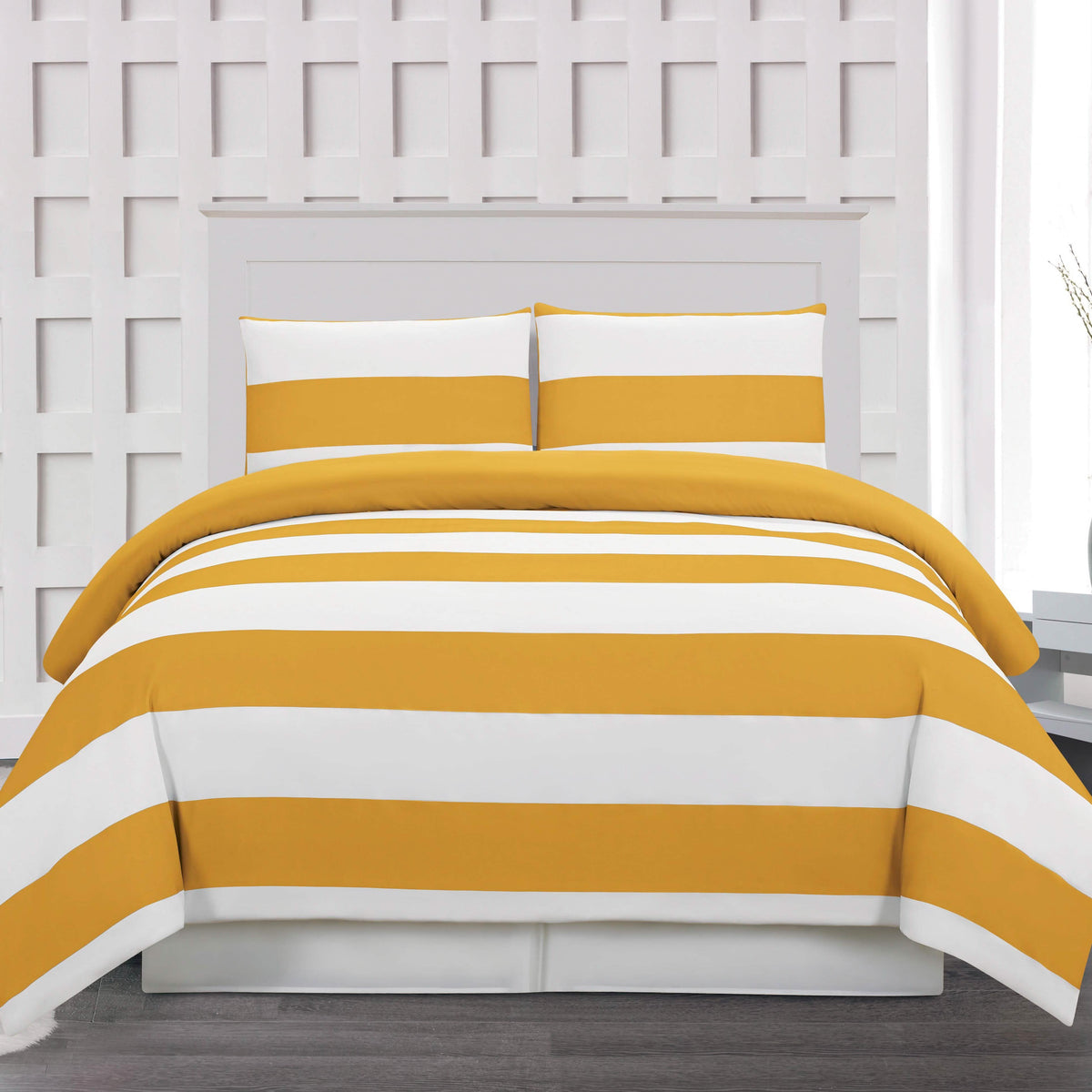 3-Piece: Cabana Stripe Reversible Hypoallergenic Duvet Set