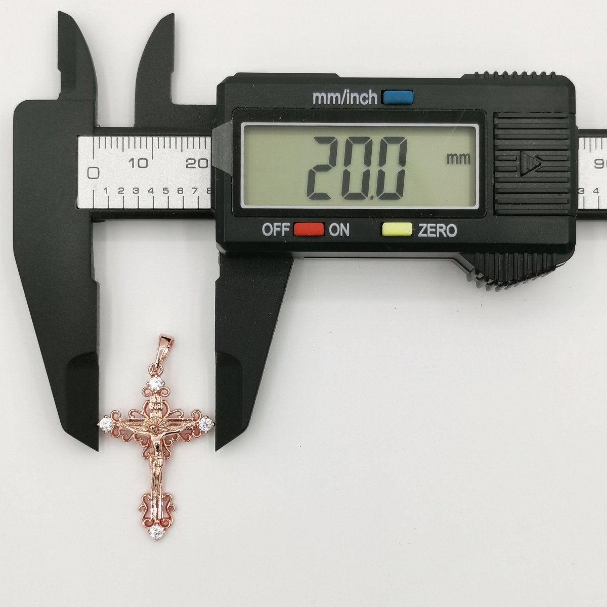30x20mm Wholesale 18K Gold Plated Rose Gold Jesus on Cross Pendant with Cubic Zirconia Crystal Rhinestones, Christian Pendant for Necklace Bracelet Anklet Making J-184