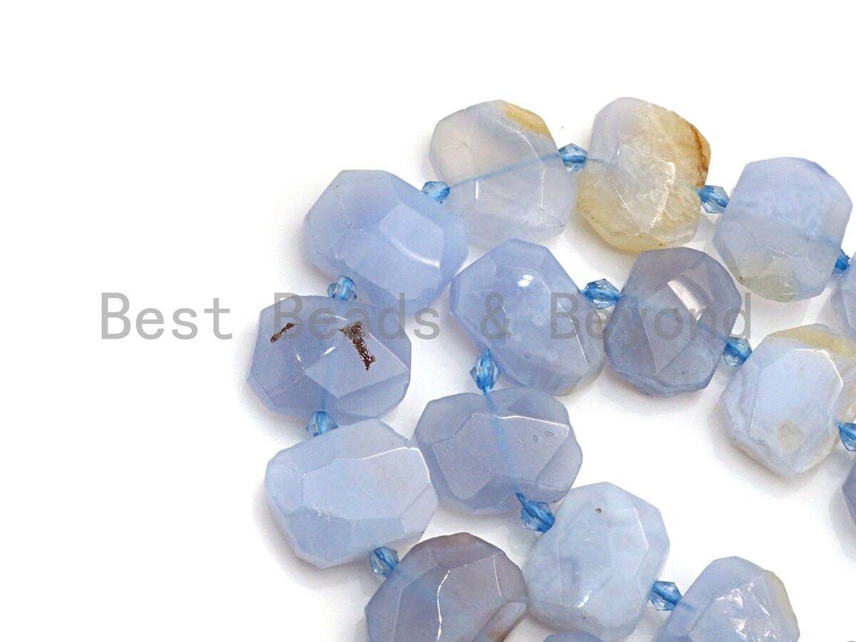 High Quality Natural Blue Chalcedony Rectangle Faceted Beads, Natural Chalcedony beads, 16x22mm, sku#U661