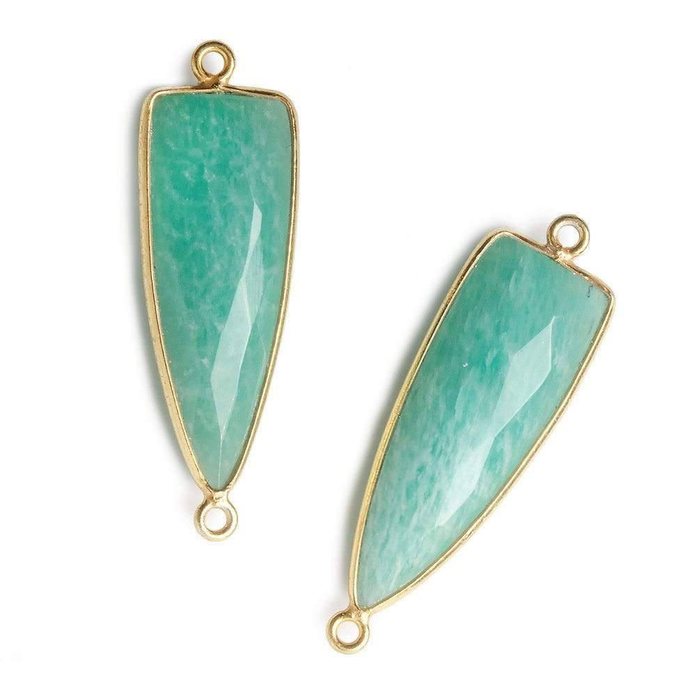 31x11mm Vermeil Bezel Amazonite faceted Point Connector 1 piece