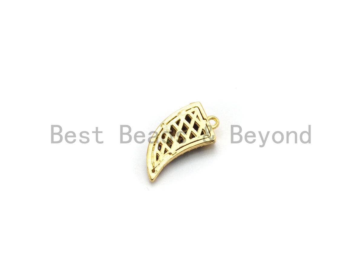 CZ Micro Pave Multi-color OX Horn Pendant, Horn Shaped Pave Pendant, Colorful Gold plated, 9x16mm, Sku#B113