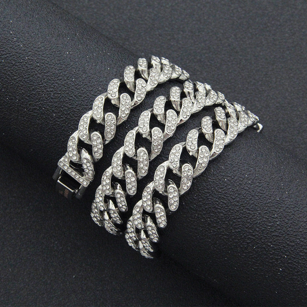 Full Diamond Cuban Chain Bracelet Personalized Street Dance Motorcycle Men