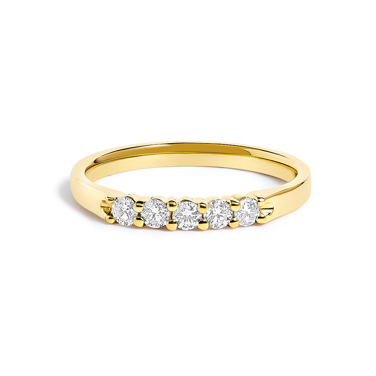 14K White Gold 1/4 Cttw Diamond 5 Stone Band Ring