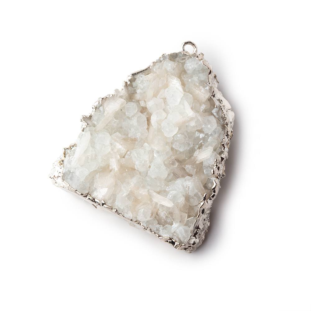 34x32mm Silver Leafed Calcite Mineral Crystal Pendant 1 piece