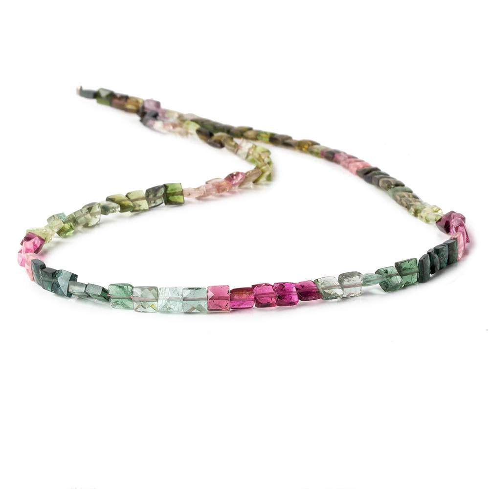 3.5-4.5mm Multi Color Tourmaline faceted Square Beads 14 inch 87 pieces