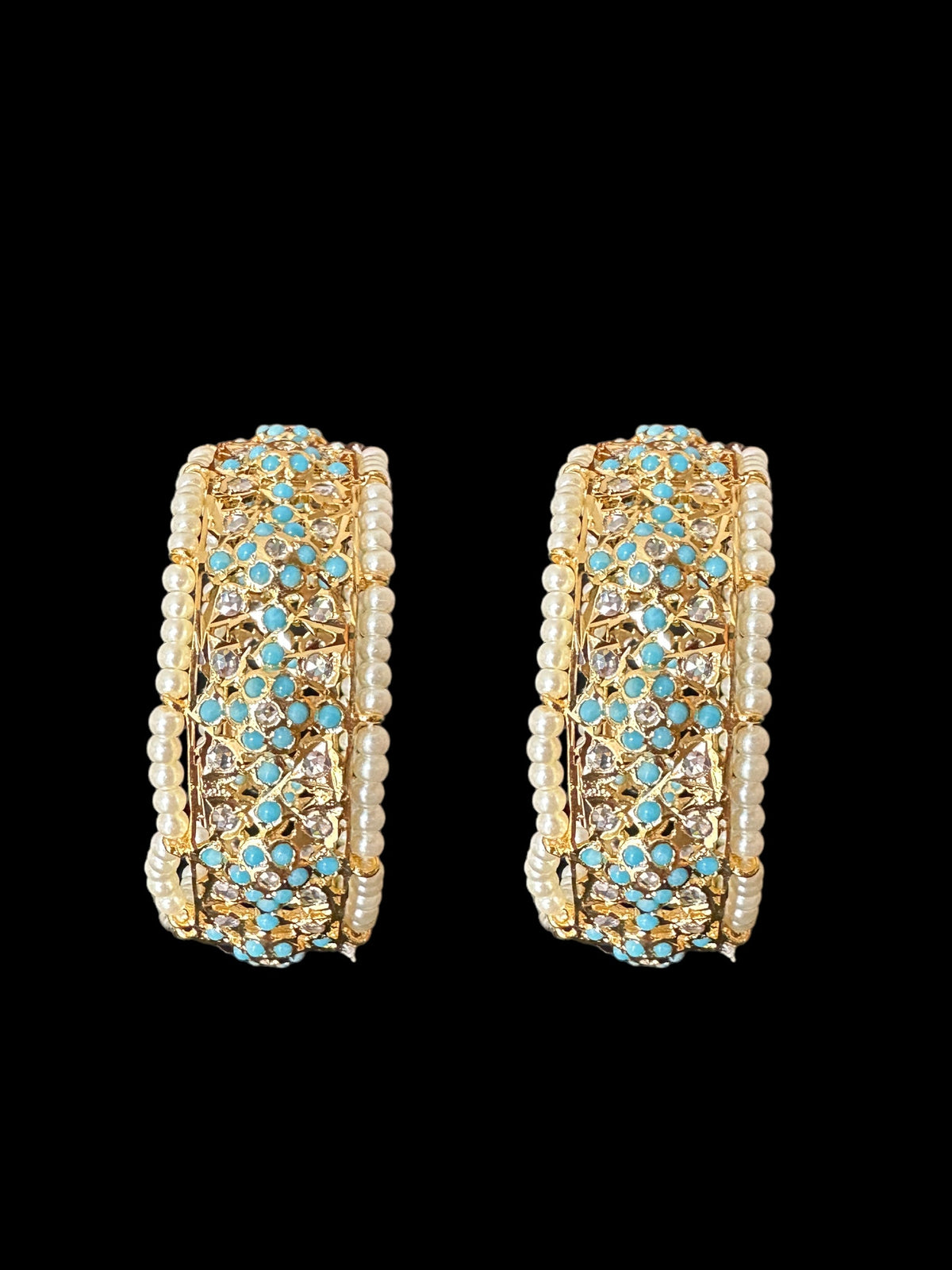 B185 Azmah turquoise and pearl bangles ( READY TO SHIP )