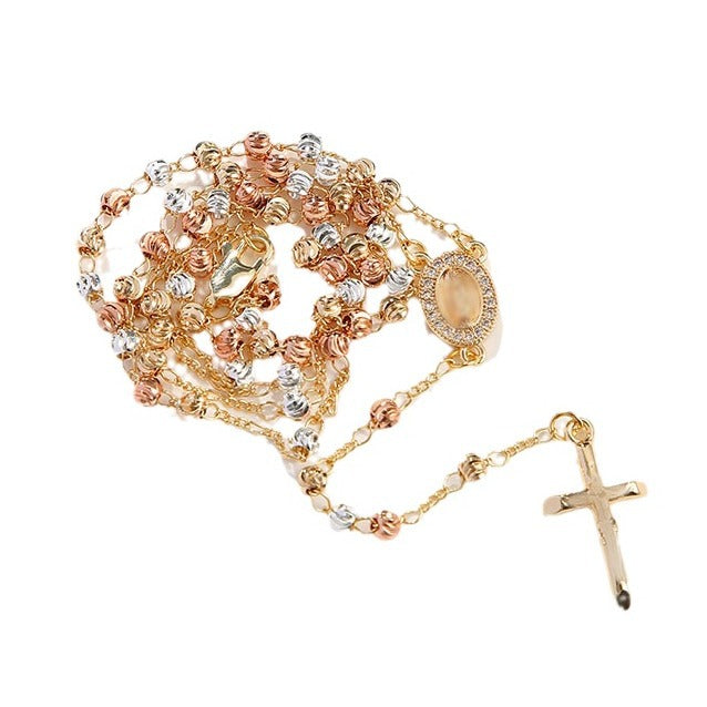 European And American Madonna Cross Necklace Fashionable Light Luxury In Gold Tone