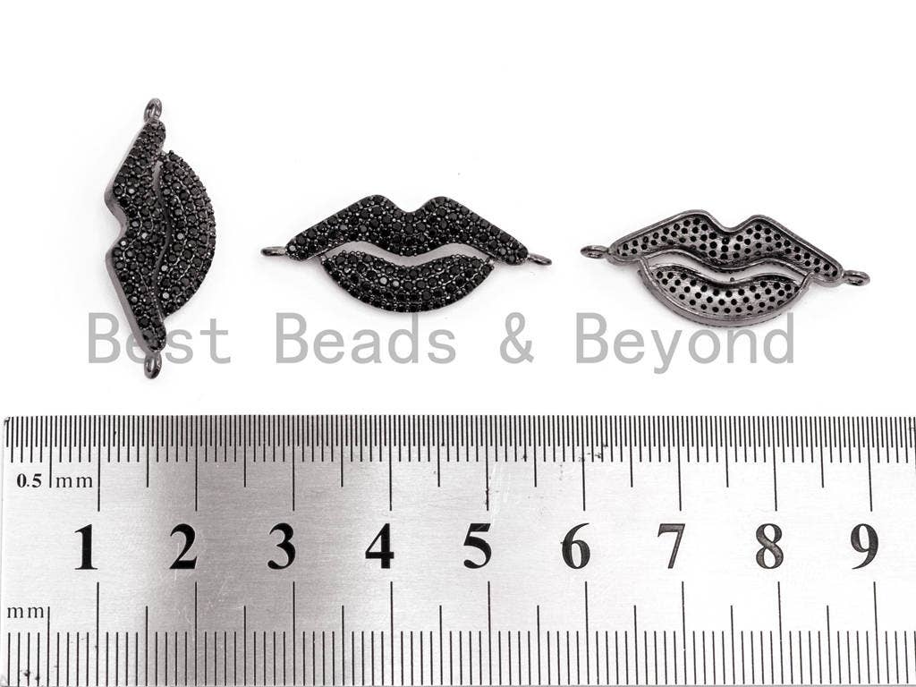 Black CZ Pave On Black Micro Pave Black Lip Connector, CZ Pave Connector, Gumental plated, 12x30mm,sku#M224