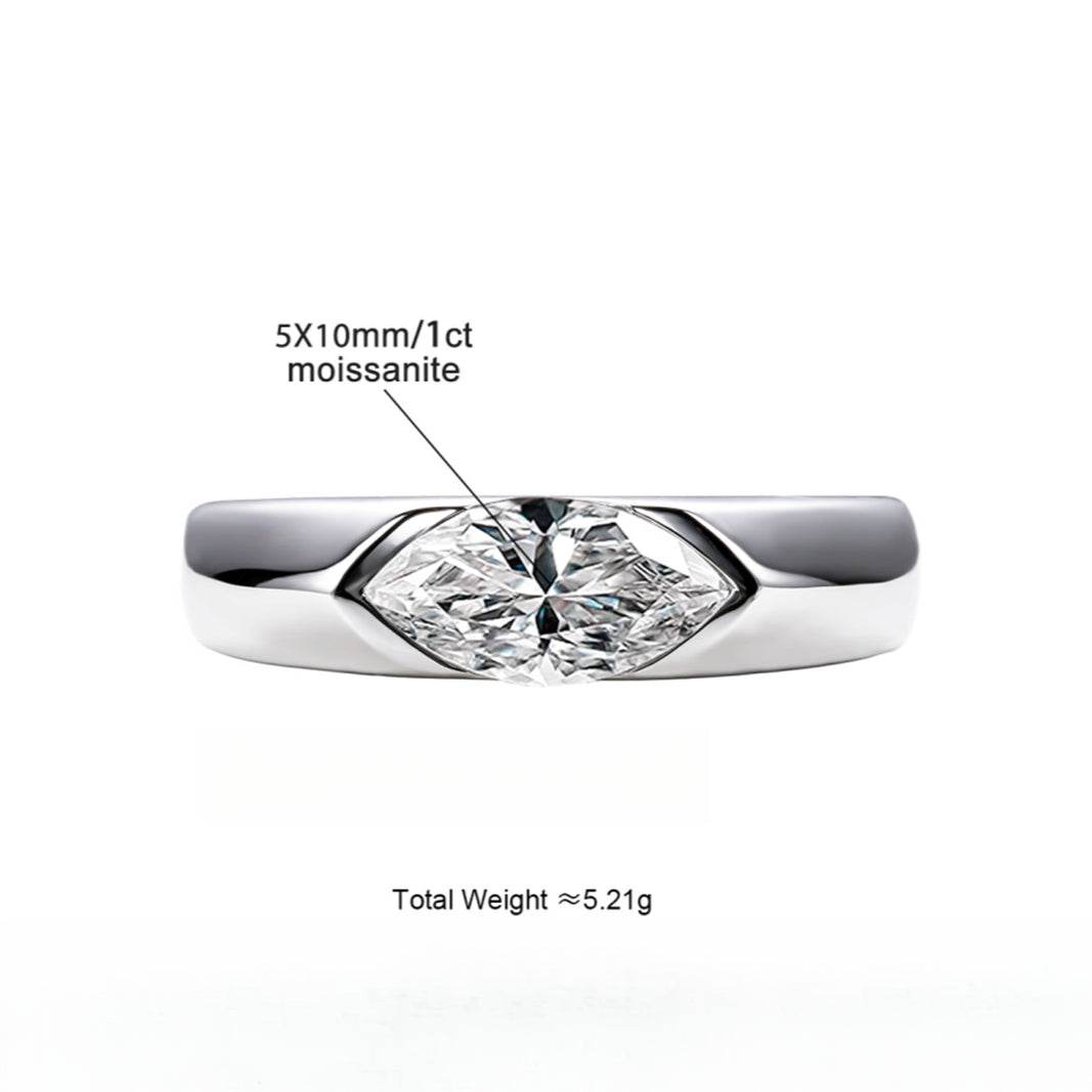 S925 18k Marquise Moissanite Wedding Engagement Ring, 5*10mm 1ct VVS D-Gragde Certified