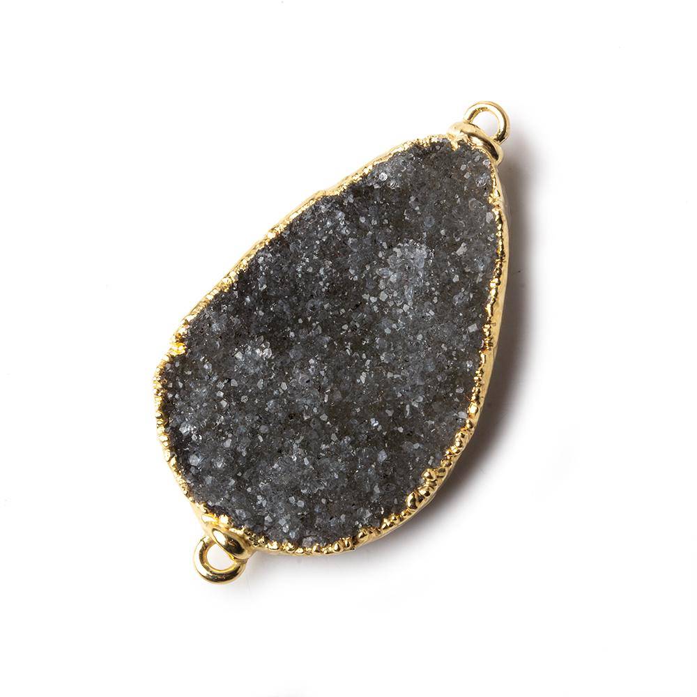 37x23x6mm Gold Leaf Cocoa Brown Agate Drusy Free Shape Connector 1 pc