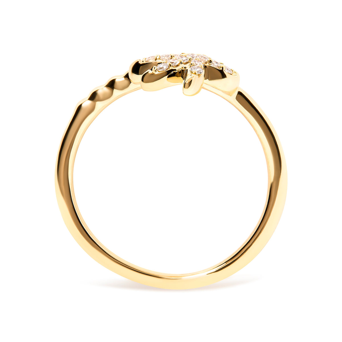 10K Yellow Gold 1/10 Cttw Diamond Palm Tree Statement Ring (H-I Color, I1-I2 Clarity) - Ring Size 7