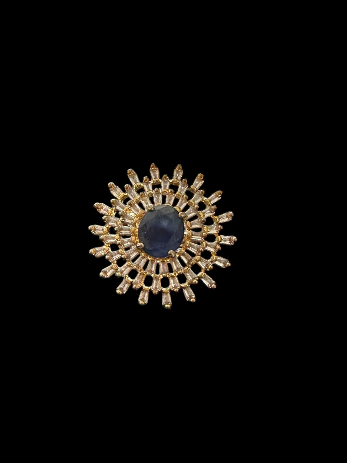 DJR137 Cz gold plated ring - BLUE( READY TO SHIP)