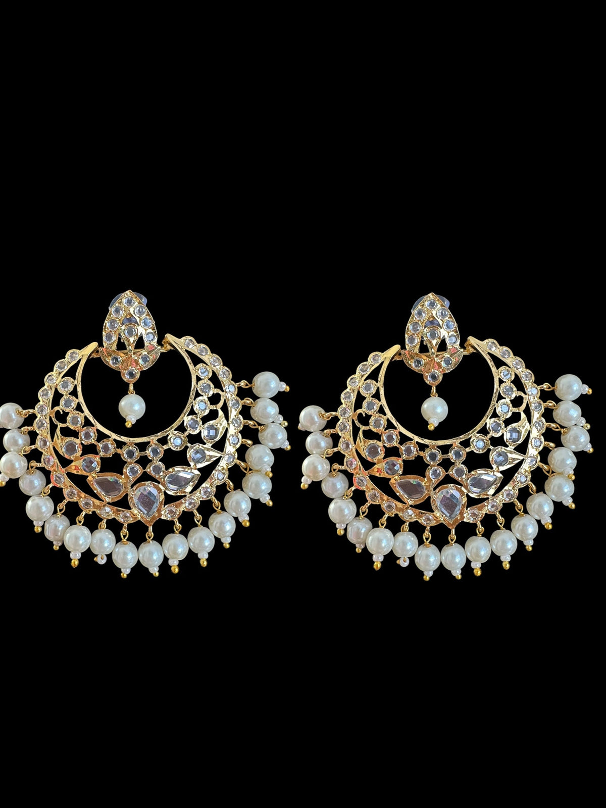 DER722 Noor chandbali in shell pearls ( READY TO SHIP )