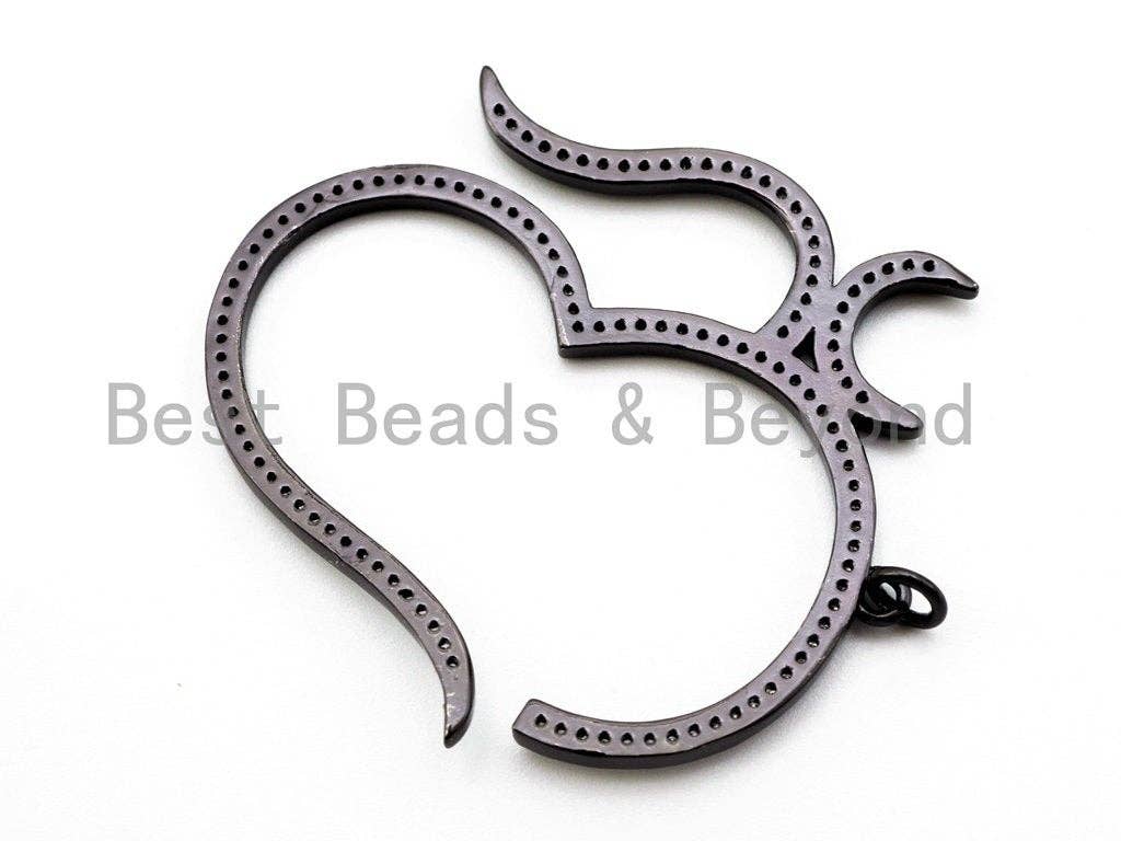 CZ Micro Pave Large Om Pendant, 42x46mm, Ohm Yoga Pendant Beads, Pave OM Charm, SKU#F382
