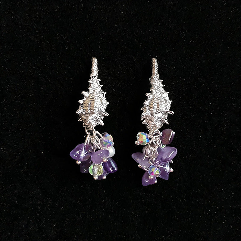 Women Crystal Beaded Tassel Pearl Dangle Stud Earrings,Niche Delicate Light Luxury Fashion Statement Earrings For Daily Party Occasion Jewelry
