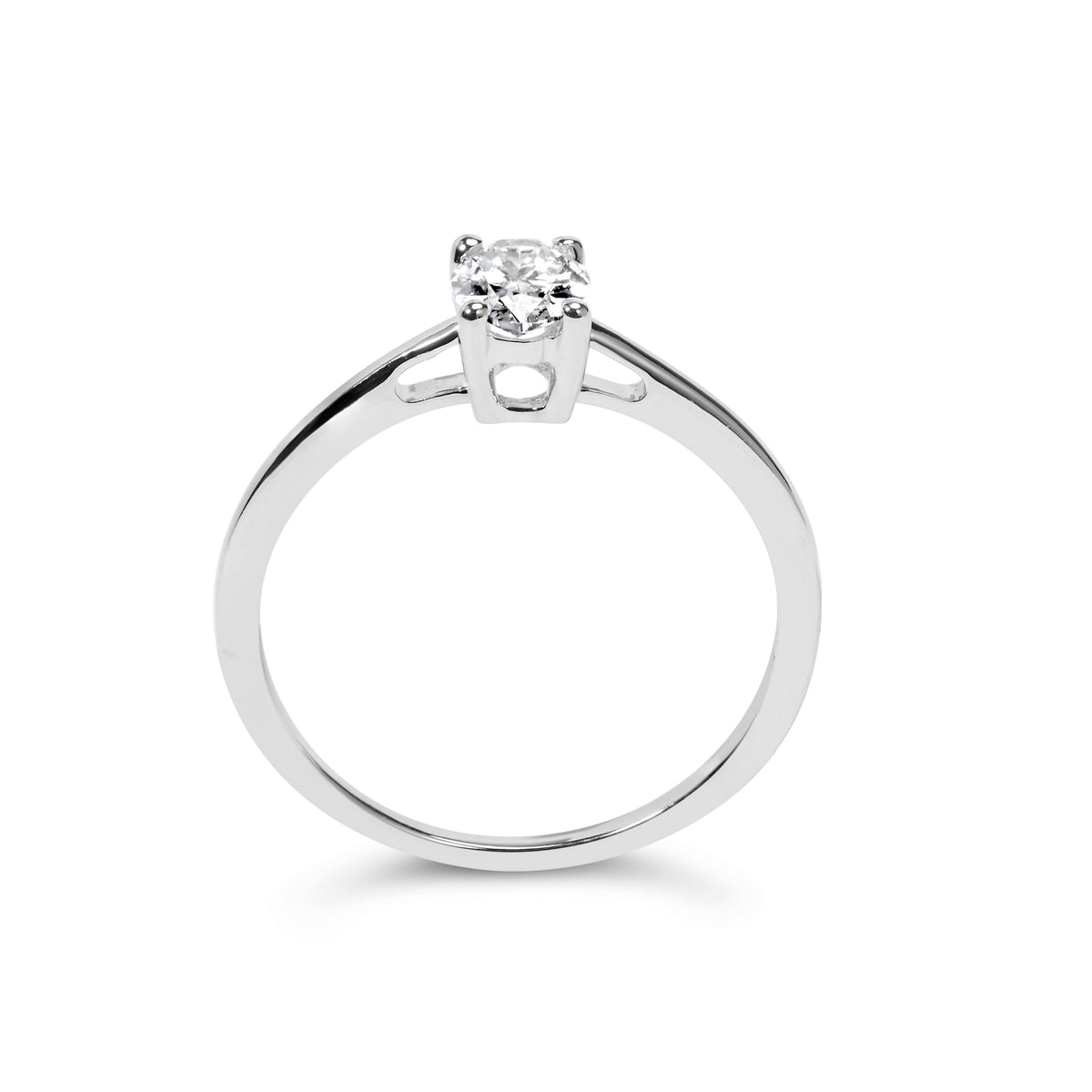 14K White Gold 1/2 Cttw Oval Lab Grown Diamond 4 Prong Solitaire Engagement Ring (F-G Color, VS2-SI1 Clarity) - Size 7