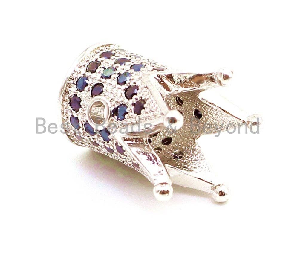 CZ King Crown Black Micro Pave Beads, Cubic Zirconia Crown Space Beads,Men's Women's Jewelry Making, 10x8mm, Sku#G114
