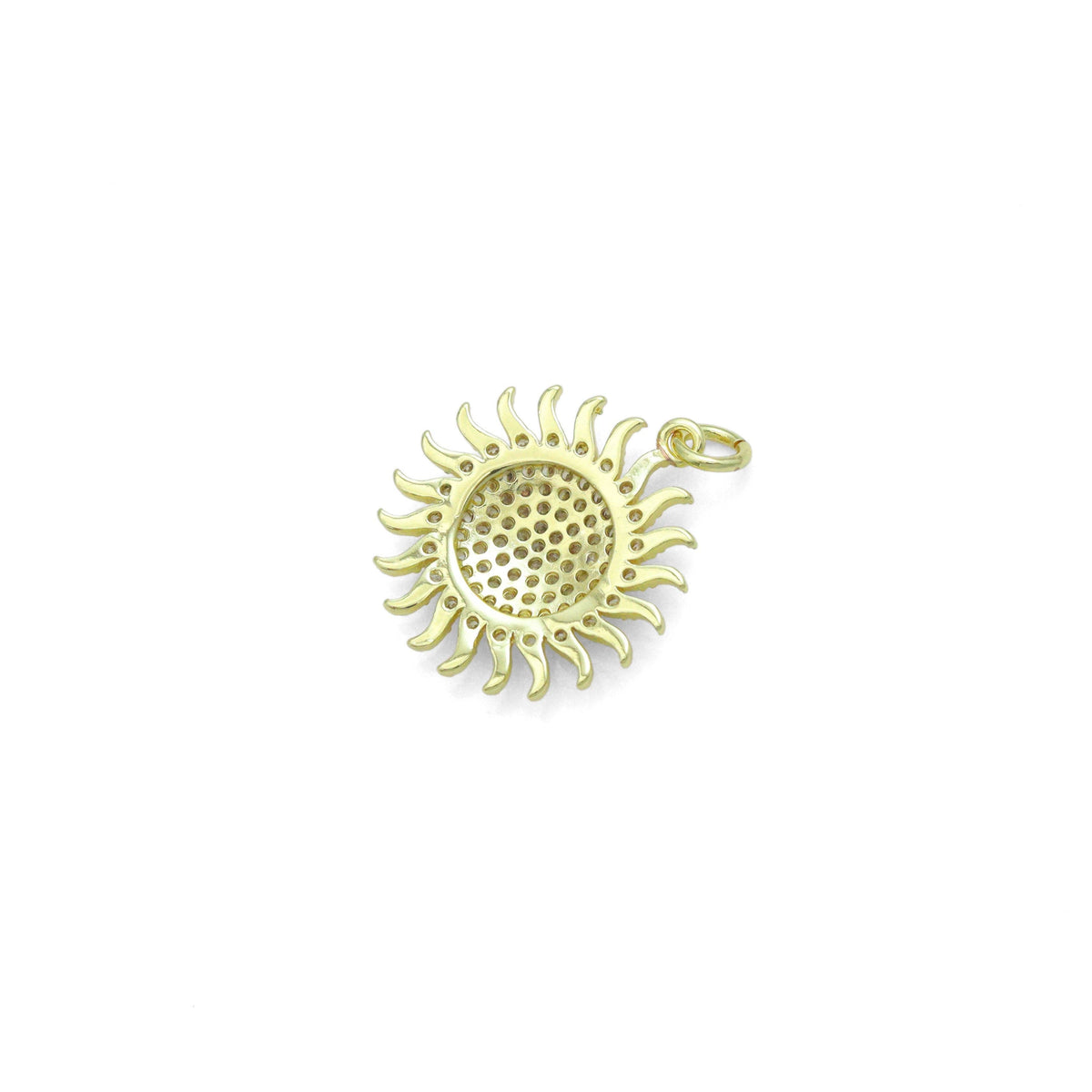 Clear CZ Gold Sunflower Charm Pendant, Sku#L722