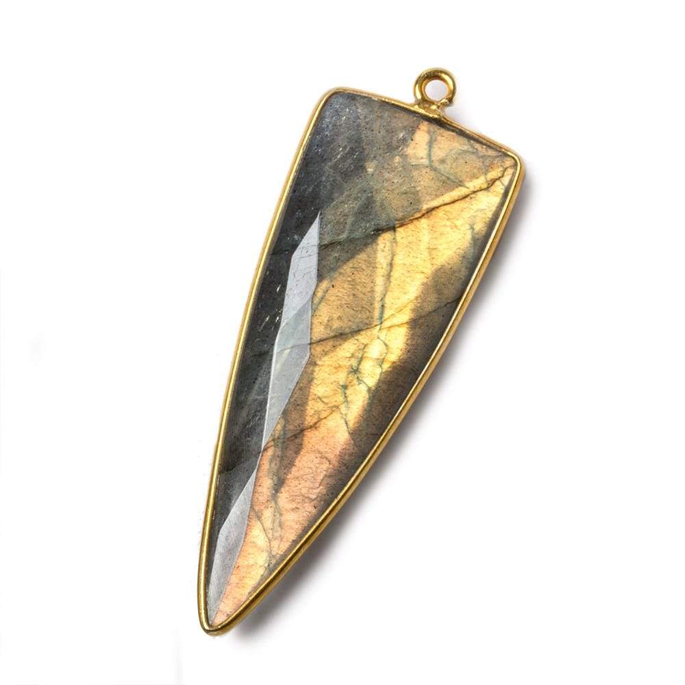41x17mm Vermeil Bezeled Labradorite faceted point focal pendant 1 piece