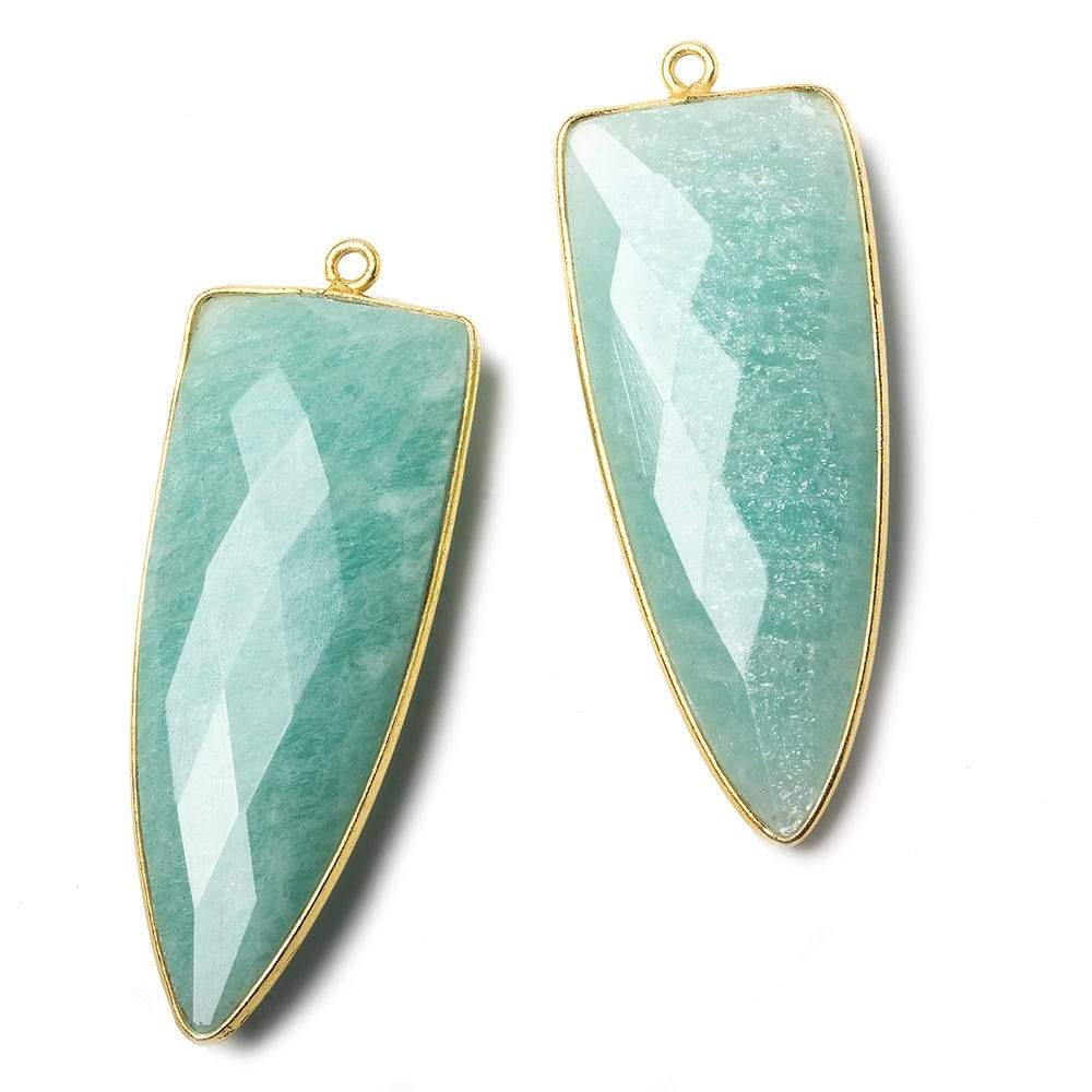 42x16mm Vermeil Bezel Amazonite faceted point 1 focal bead