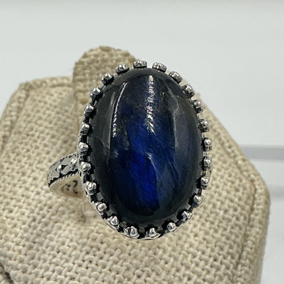 Sterling Silver Deepest Night Blue Labradorite Oval Ring - Size 6 - Magic and Protection
