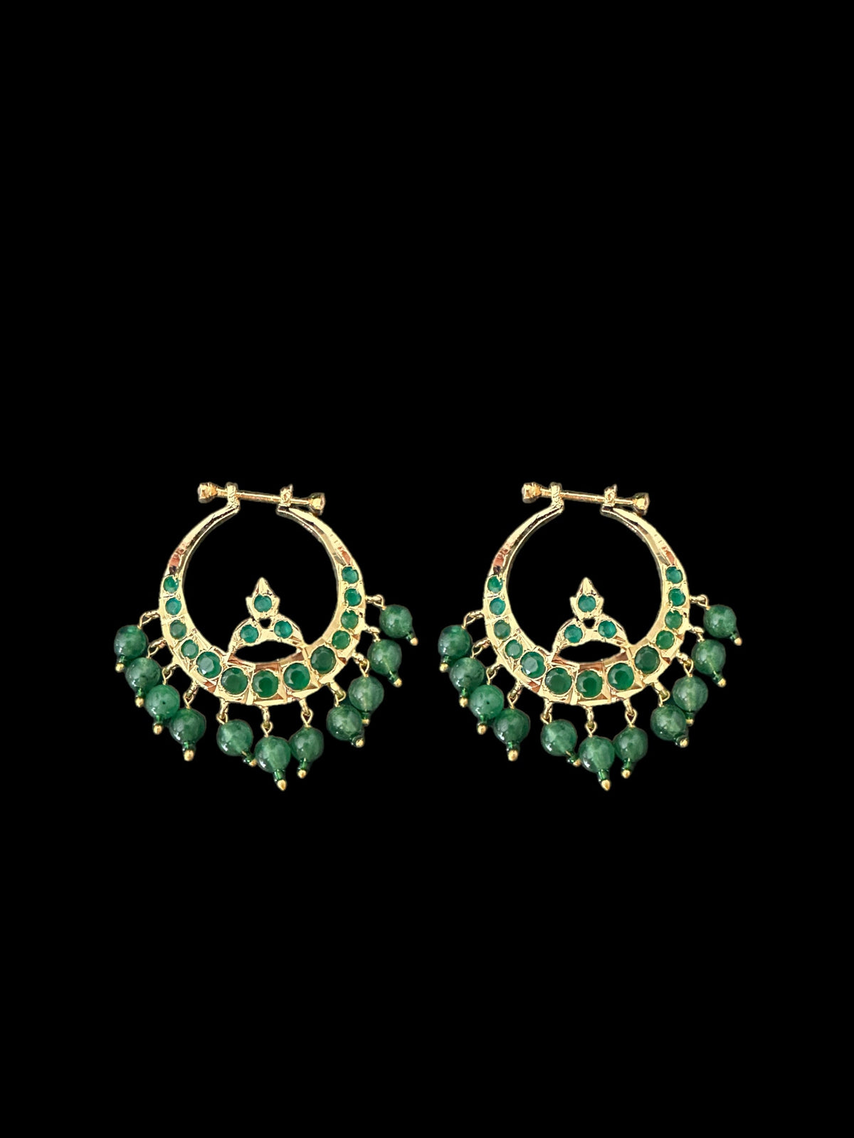 DER133 Hosna gold plated chandbali - green (READY TO SHIP)