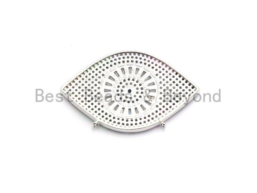Rainbow Clear CZ Micro Pave Evil Eye Pendant, Cubic Zirconia Pendant,25x40mm, sku#F707