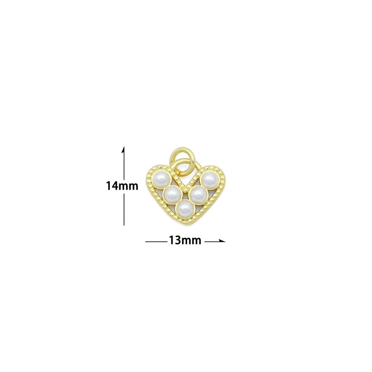 Gold White Pearl Heart Charm Pendant,Sku#LD723