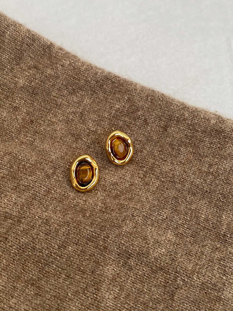 Caramel Chestnut 925 Sterling Silver Maillard Reaction Geometric Earrings