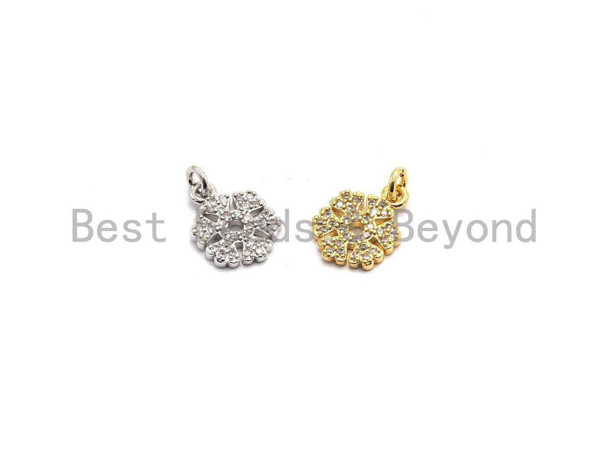 CZ Micro Pave Snowflake Pendant/Charm, Cubic Zirconia Pendant, 10x13mm,sku#F649