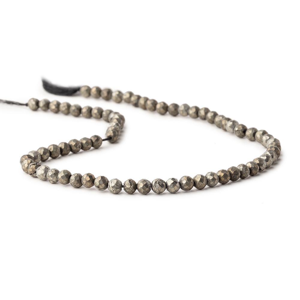 4.5mm Pyrite Faceted Rounds 13.5 inch 86 beads